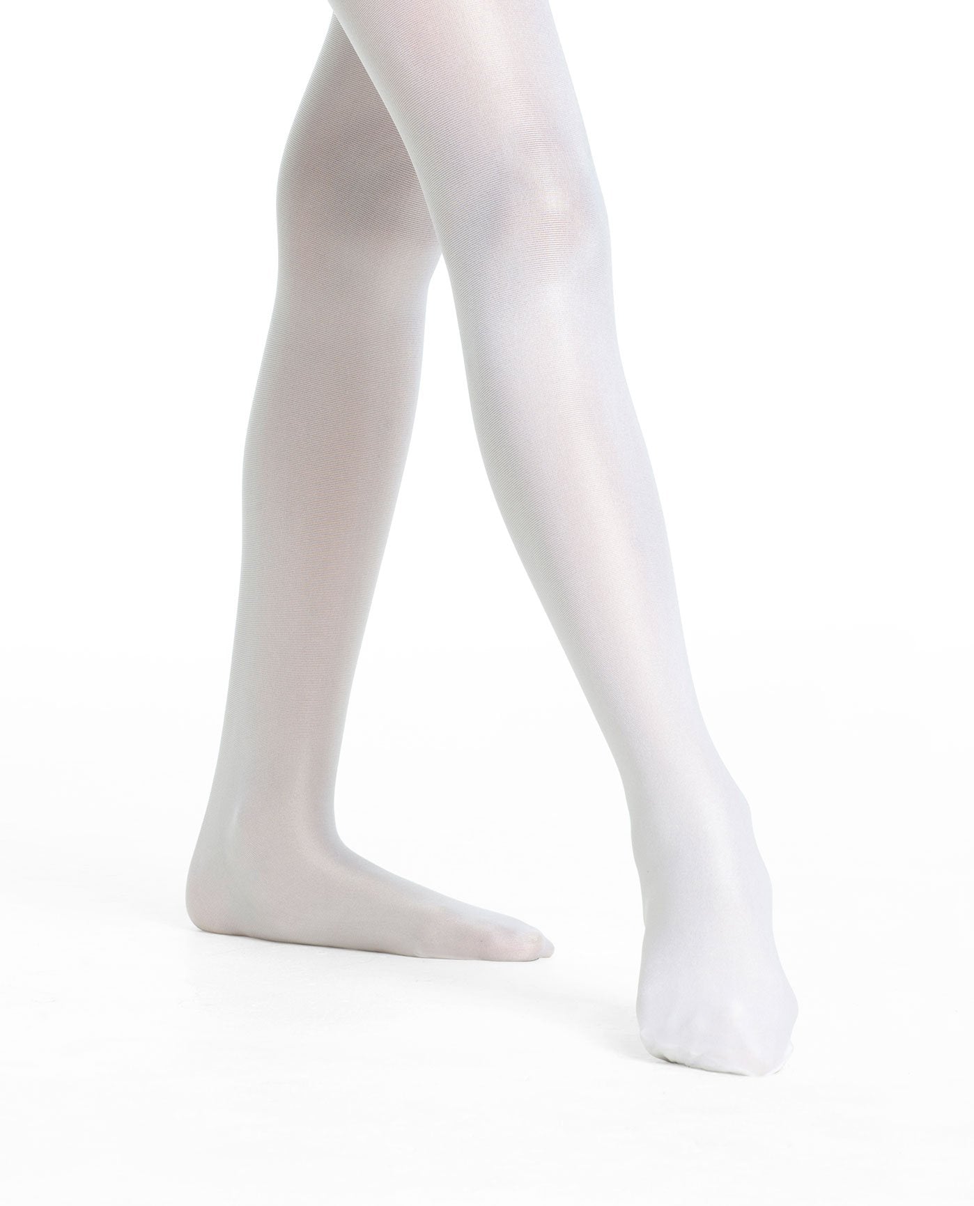 Front View Of Danskin White Girl'S 331 Ultrashimmery Footed Tight | DSK WHITE