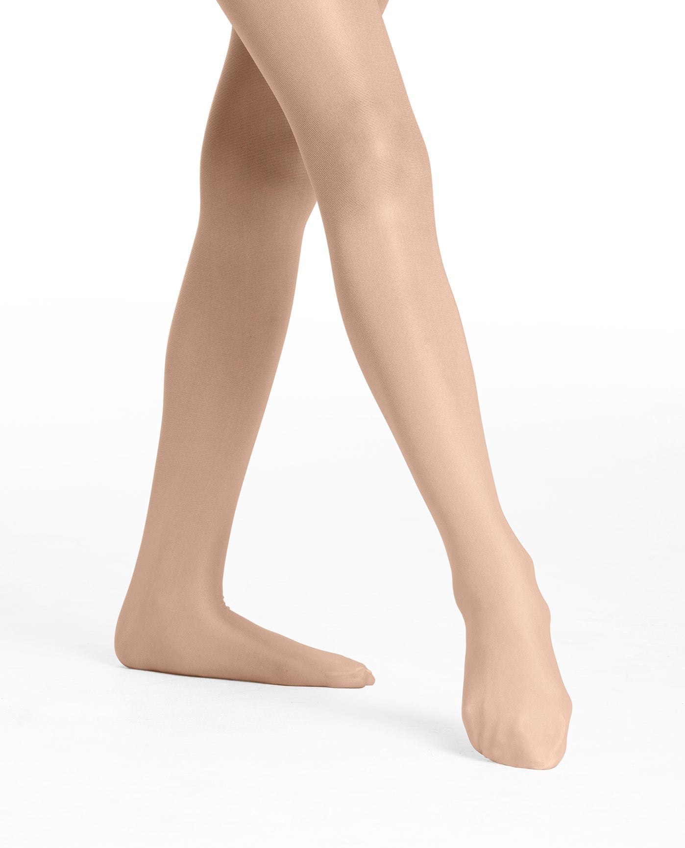 Front View Of Danskin Light Toast Girl'S 331 Ultrashimmery Footed Tight | DSK LIGHT TOAST