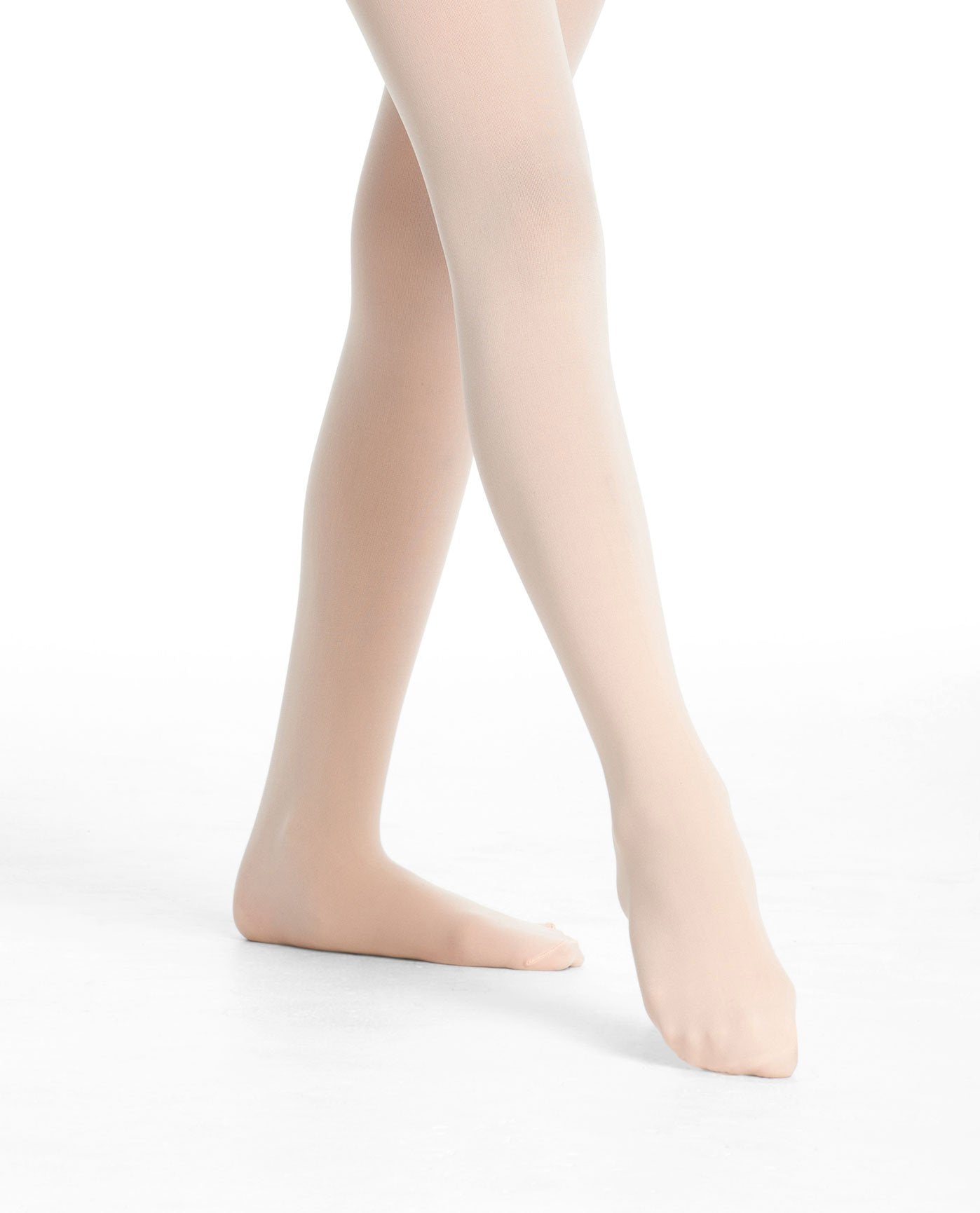 Front View of Danskin Ballet Pink Girl'S 387 Microfiber Footed Tight | DSK BALLET PINK