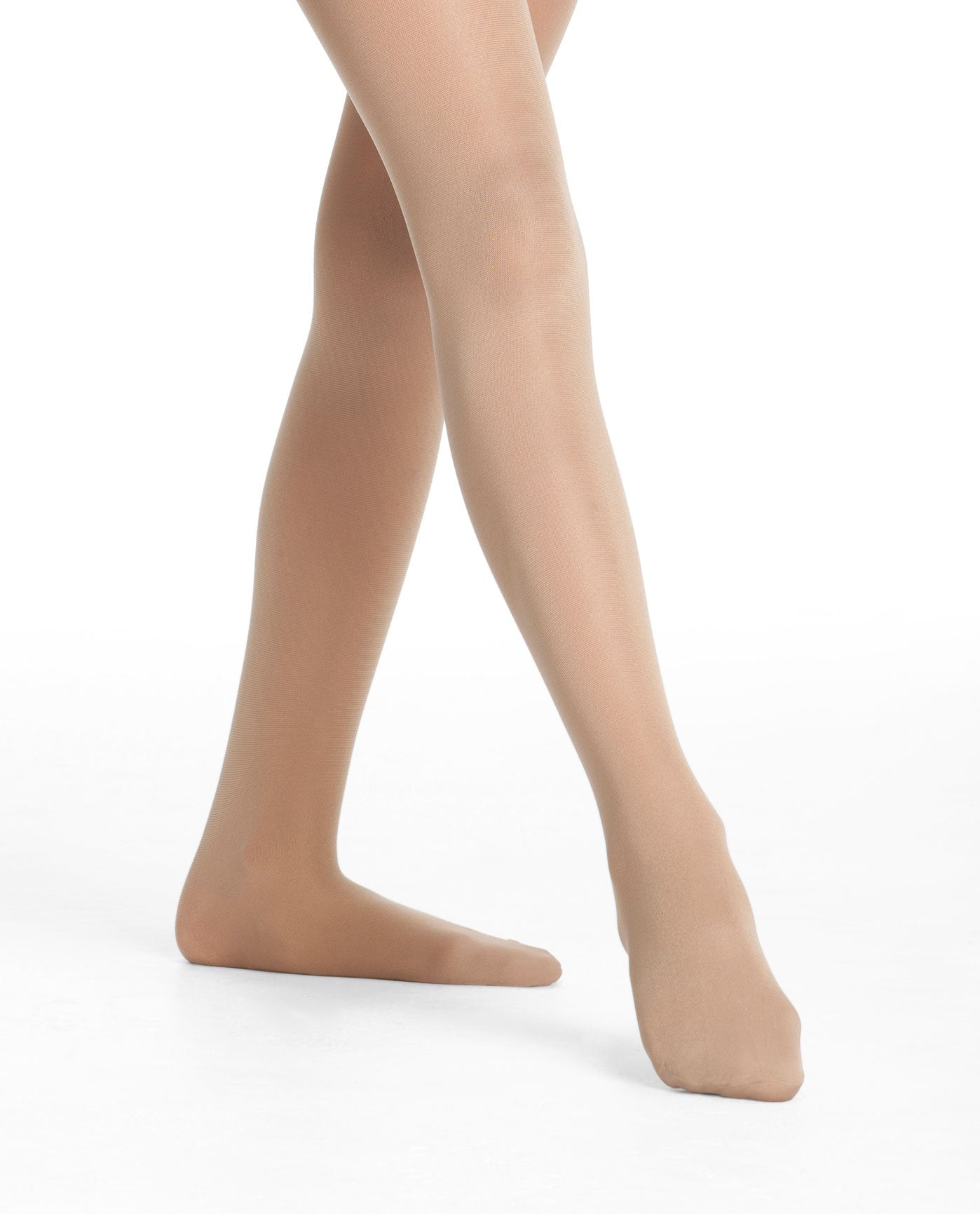 Front View of Danskin Light Toast Girl'S 607 Footed Compression Tight | DSK LIGHT TOAST