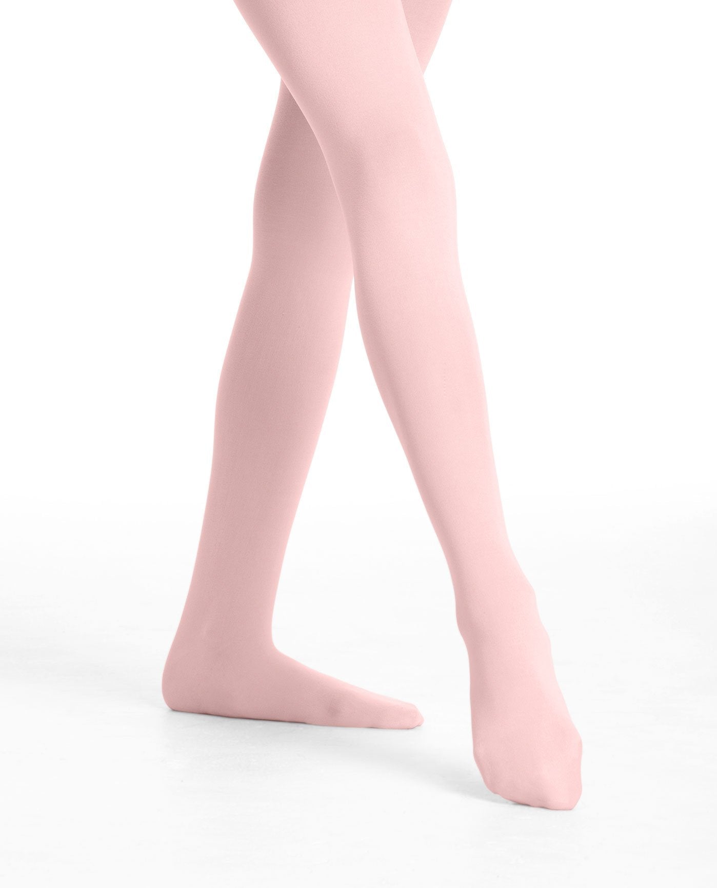 Front View of Danskin Ballet Pink Girl'S 727 Faux Backseam Convertible Tight | DSK BALLET PINK