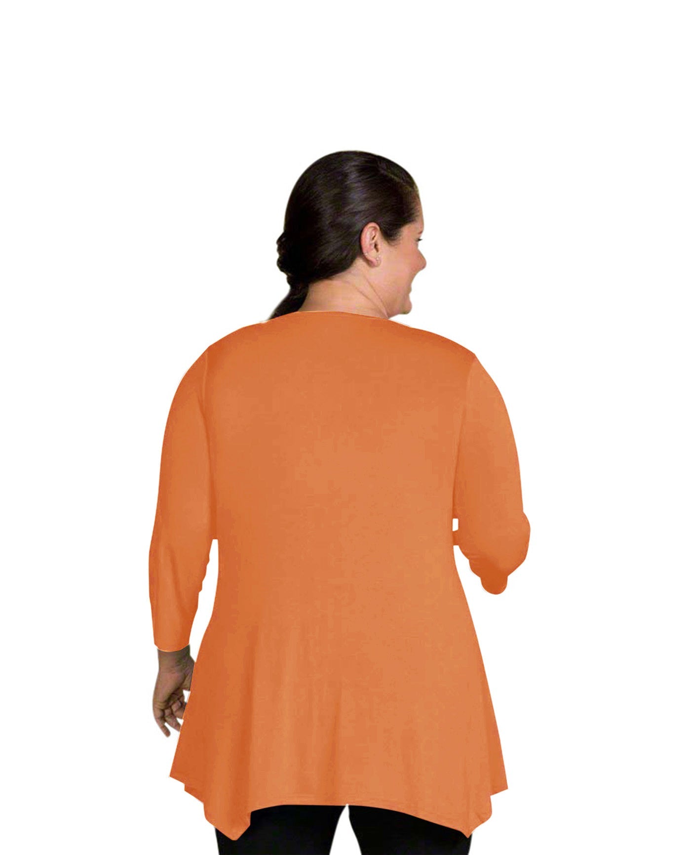 Back of Plus Size Tamsin 3/4 Sleeve Top | 016 OTPS Spice