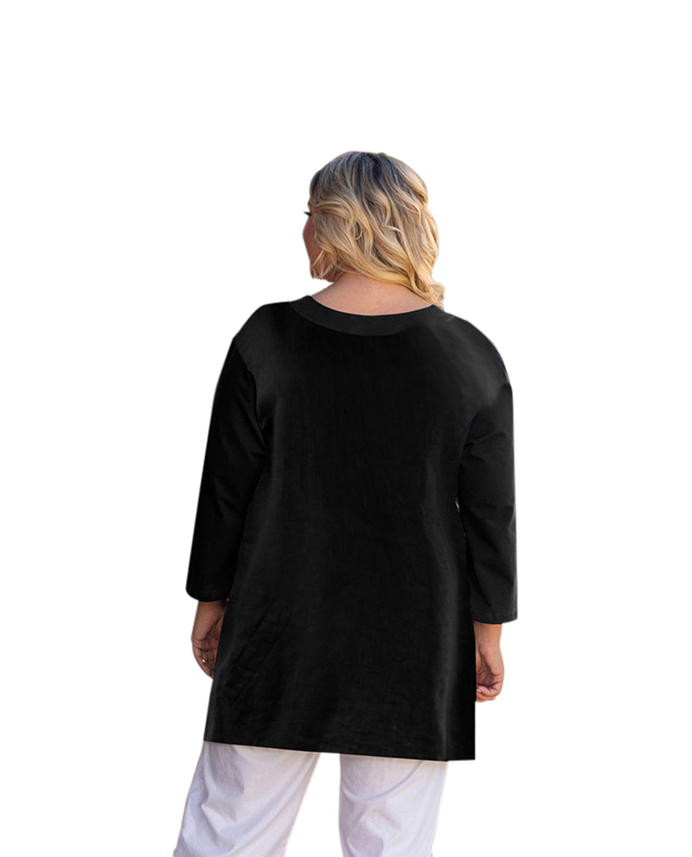 Back of Plus Size Printed Caiden Tunic | 263 OTPS Black Leopard