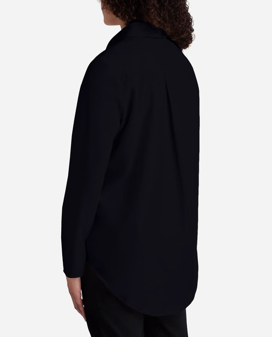 Back View Of Danskin Black Button Up Top | DSK BLACK