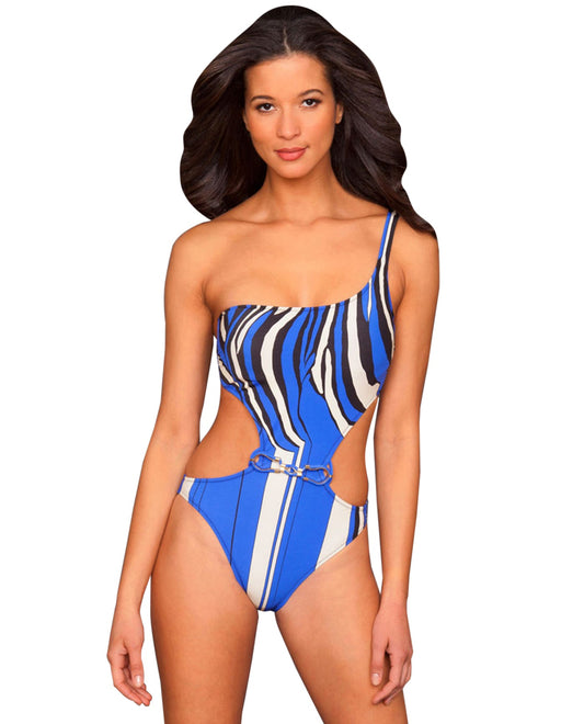 Front View of Gottex Maasai One Shoulder Monokini One Piece Swimsuit | GOT MAASAI