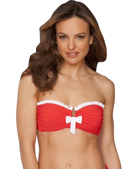 Front View of Profile By Gottex Poppy Black Tie Bandeau Bikini Bra | PRO POPPY