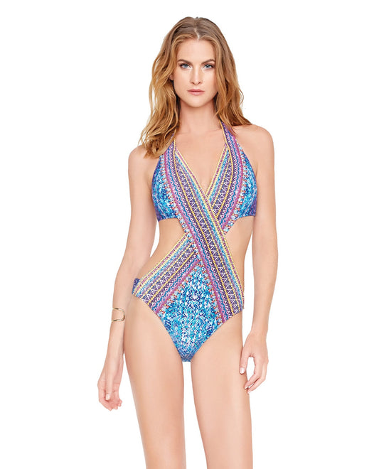 Front View of Gottex Marakesh Express Cut Out One Piece Swimsuit | GOT MARAKESH EXPRESS