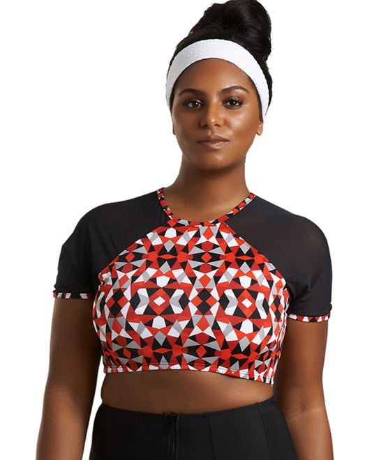 Front View of Always For Me Plus Size Brooklyn Tankini Top - AFM RED