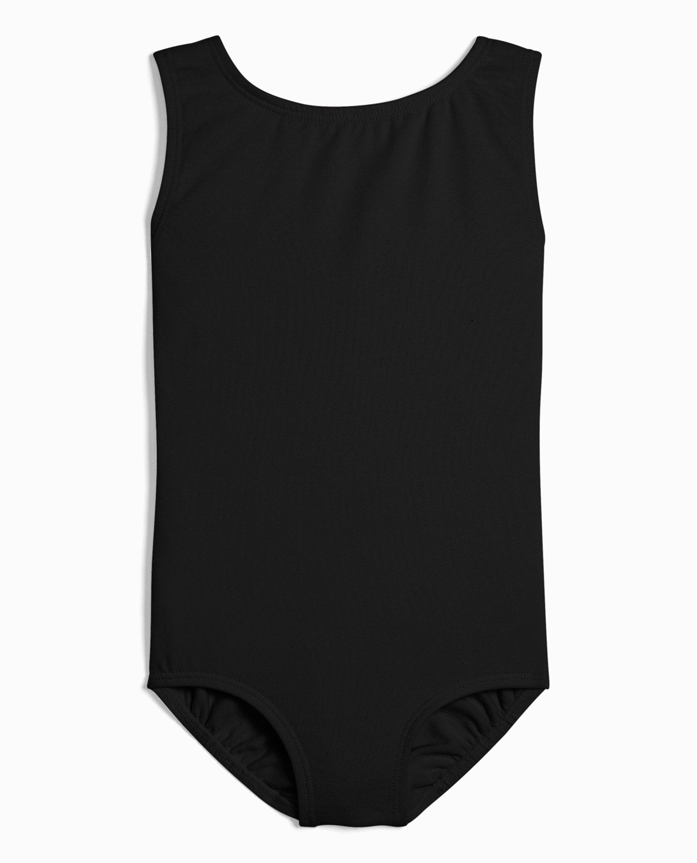 Front View Of Danskin Black Girl'S Cotton High Neck Tank Leotard | DSK BLACK