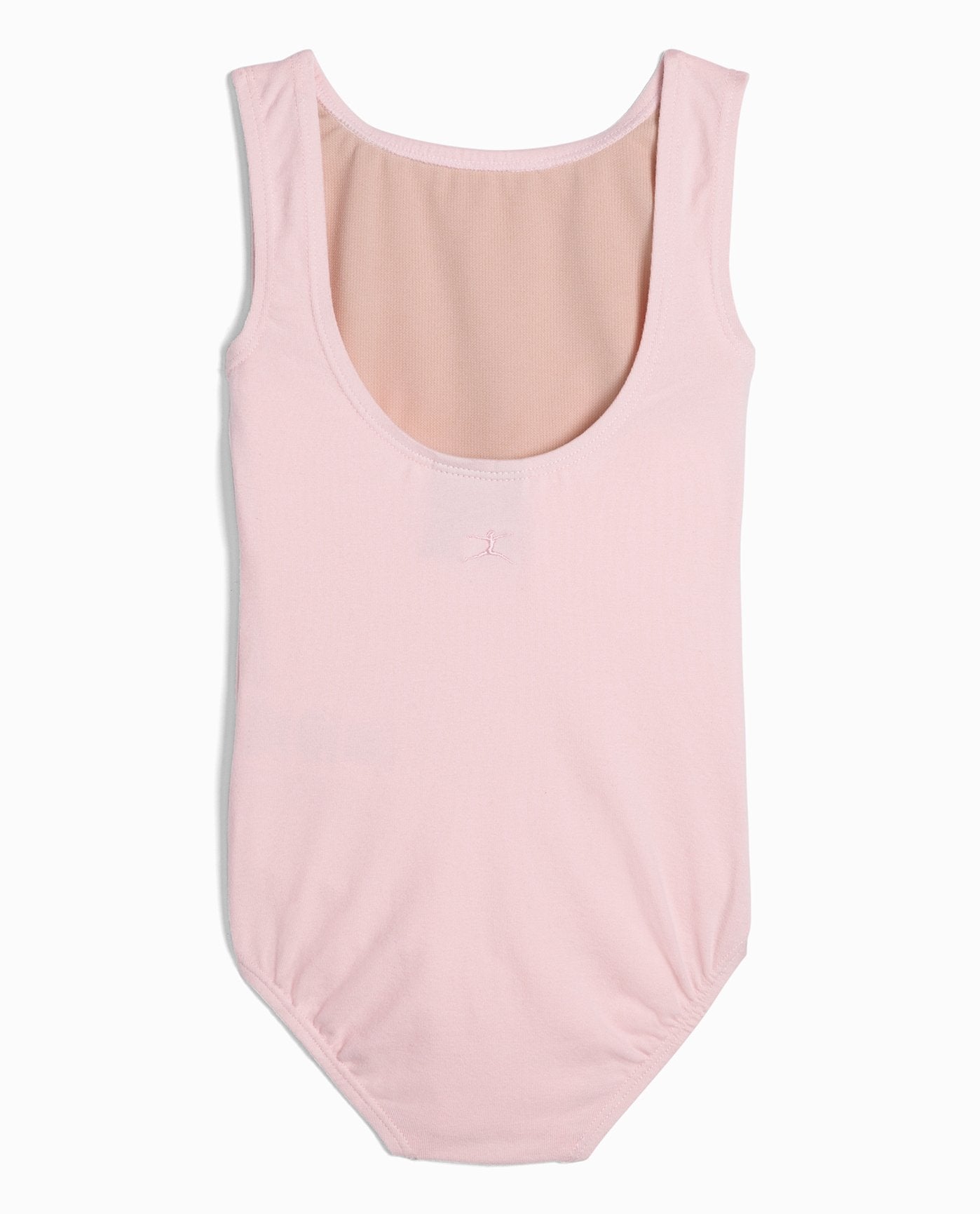 Back View Of Danskin Petal Pink Girl'S Cotton High Neck Tank Leotard | DSK PETAL PINK