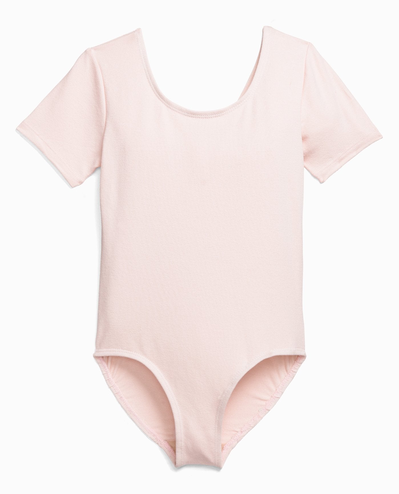 Front View Of Danskin Theatrical Pink Girl'S Cotton Short Sleeve Leotard | DSK THEATRICAL PINK