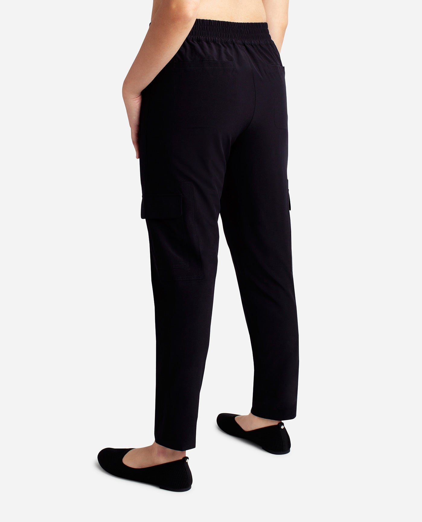 Back View Of Danskin Black Lined Cargo Pant | DSK BLACK