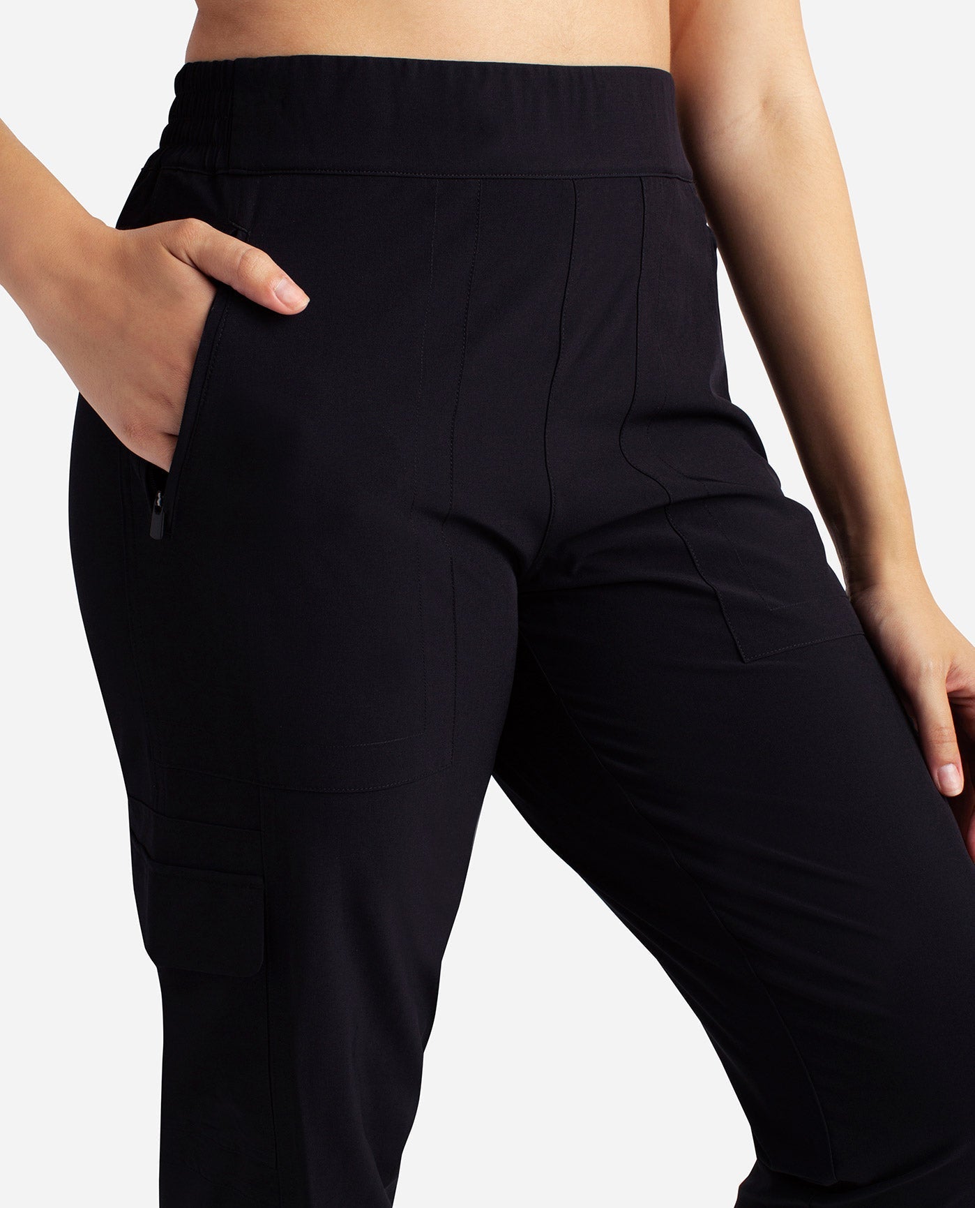 Detail View Of Danskin Black Lined Cargo Pant | DSK BLACK