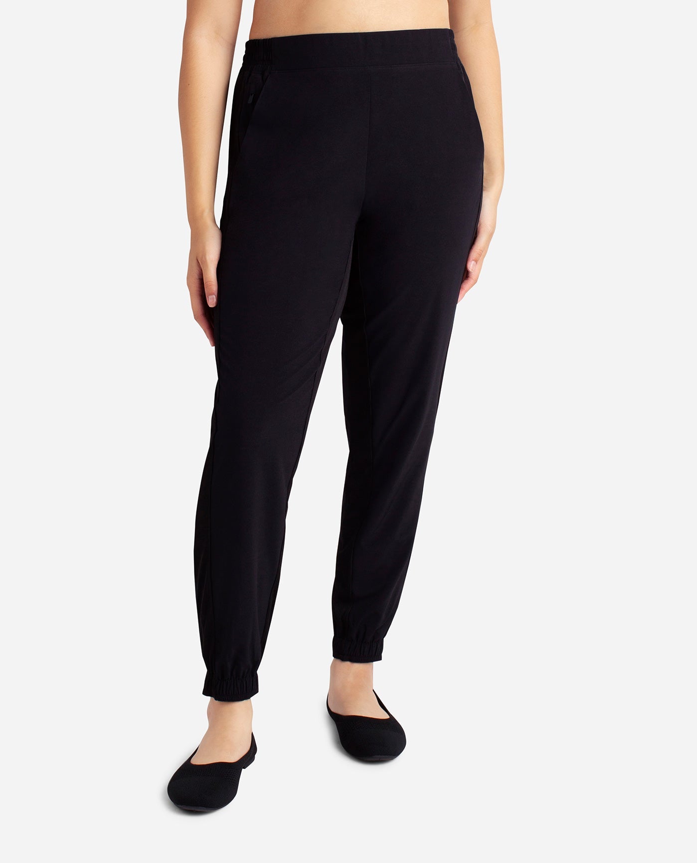 Front View Of Danskin Black Lined Jogger | DSK BLACK