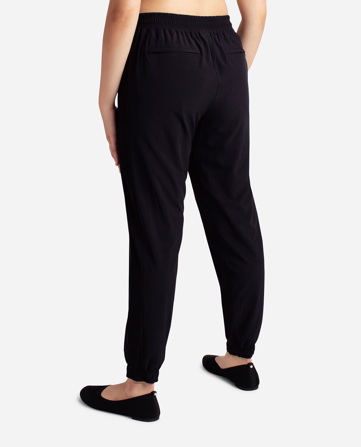 Back View Of Danskin Black Lined Jogger | DSK BLACK