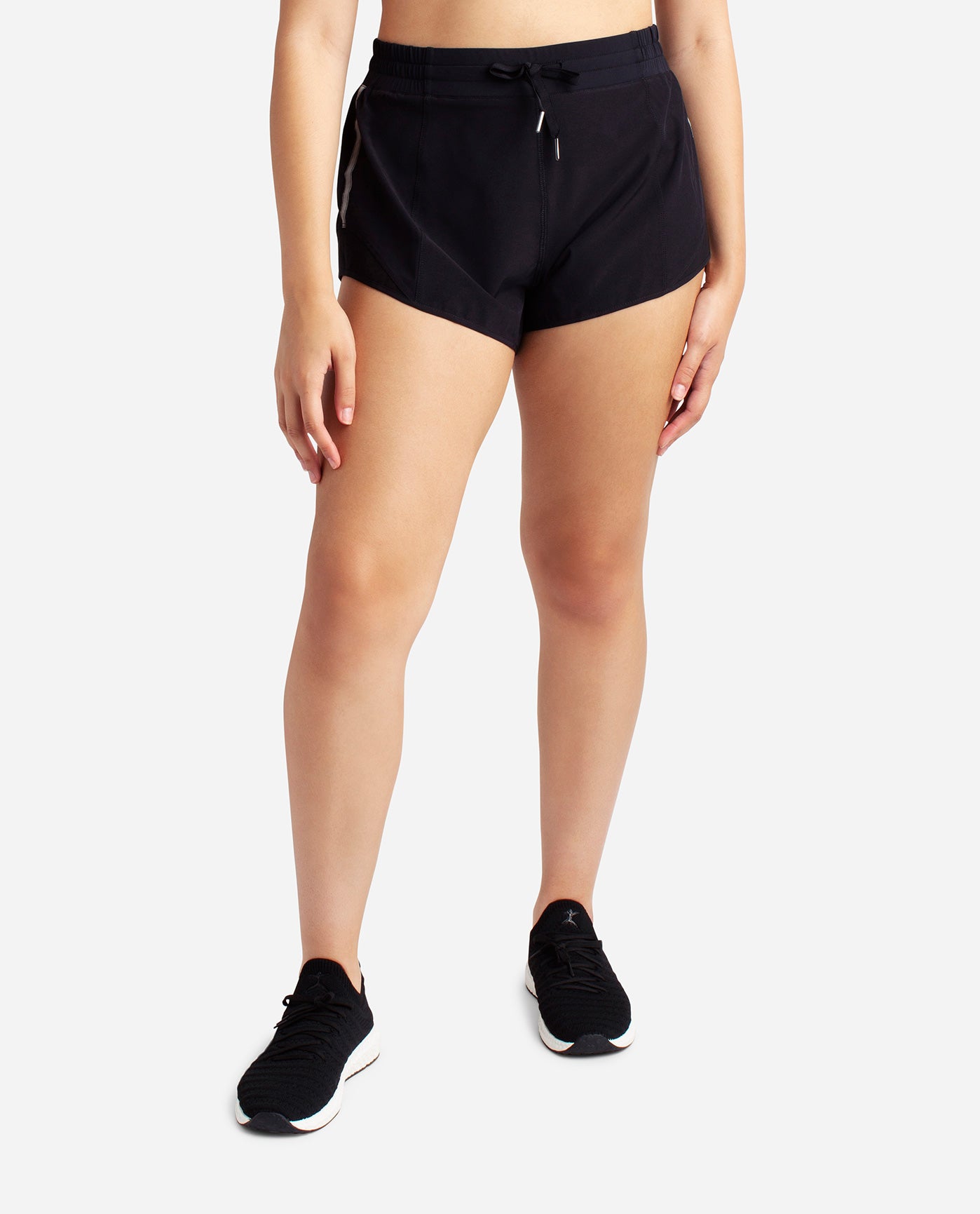 Front View Of Danskin Black Runner Short | DSK BLACK