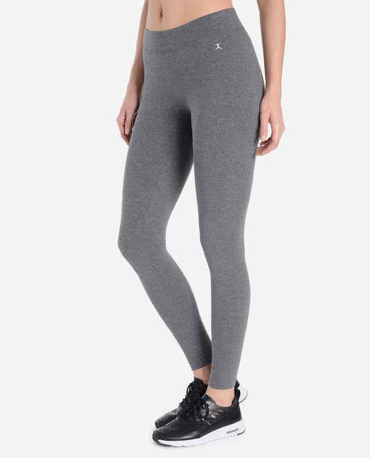 Front View Of Danskin Charcoal Grey Heather Essentials Mid-Rise Ankle Legging | DSK CHARCOAL GREY HEATHER