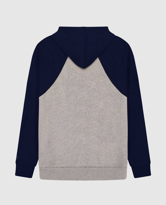 Back View of Starter Heather Gray Dallas Cowboys Front Zip-Pocket Starter Hoodie | STR DALLAS COWBOYS HEATHER GREY