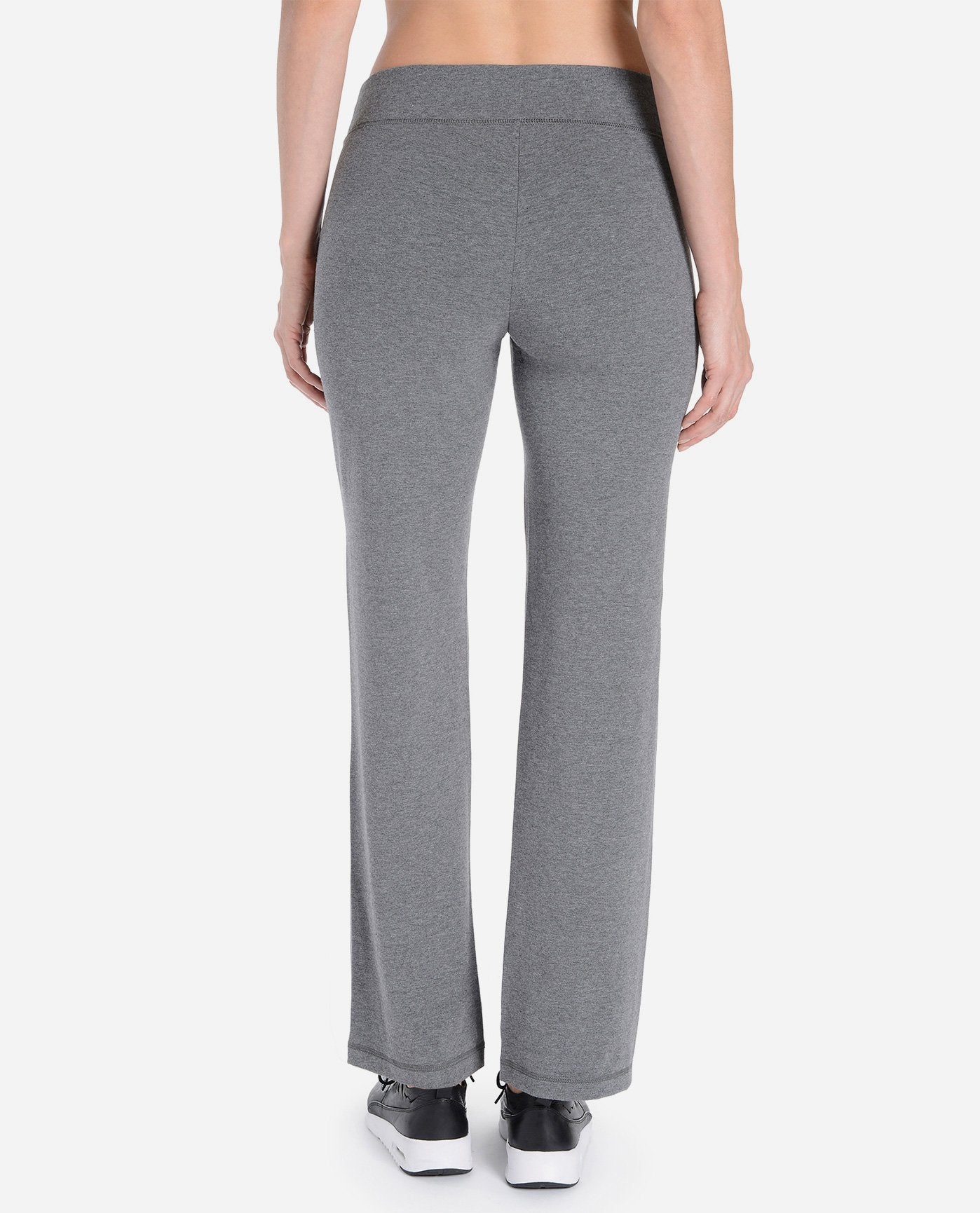 Back View Of Danskin Charcoal Grey Heather Essentials Yoga Pant | DSK CHARCOAL GREY HEATHER
