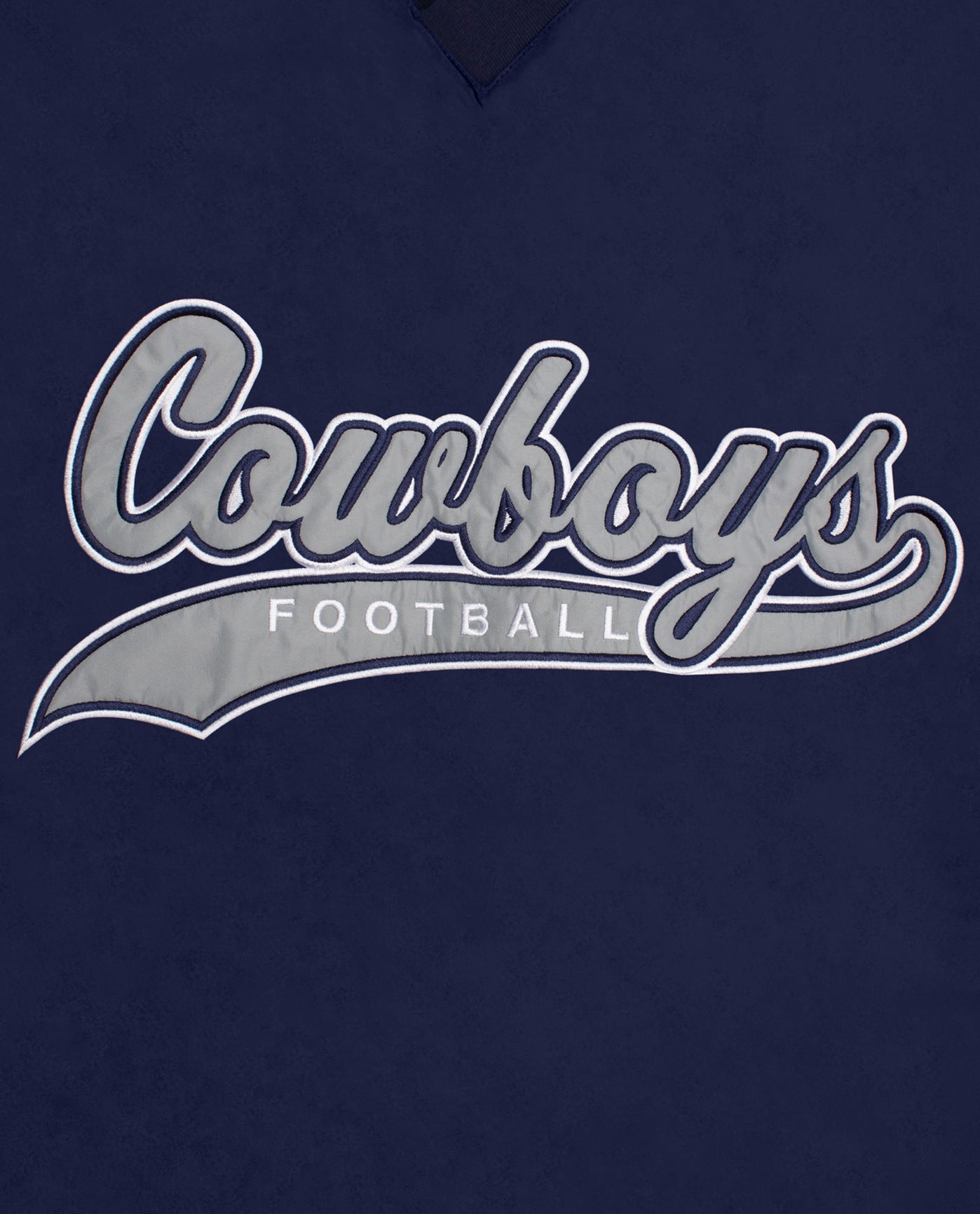 Side View of Starter Navy Dallas Cowboys Nylon Pullover Starter Windbreaker | STR DALLAS COWBOYS NAVY