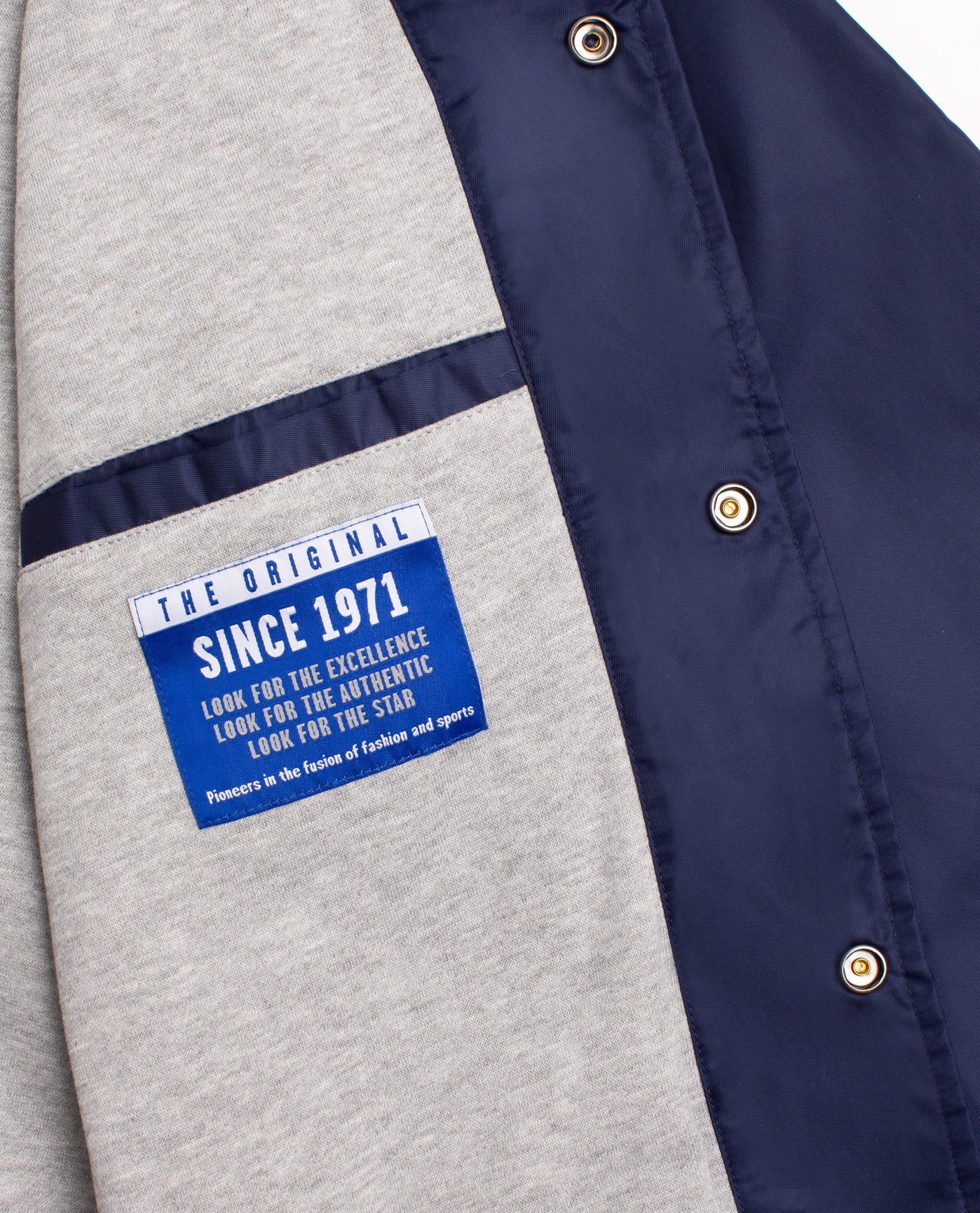 Alternate Detail View of Starter Navy Dallas Cowboys Snap-Front Collared Chest Stripe Starter Jacket | STR DALLAS COWBOYS NAVY