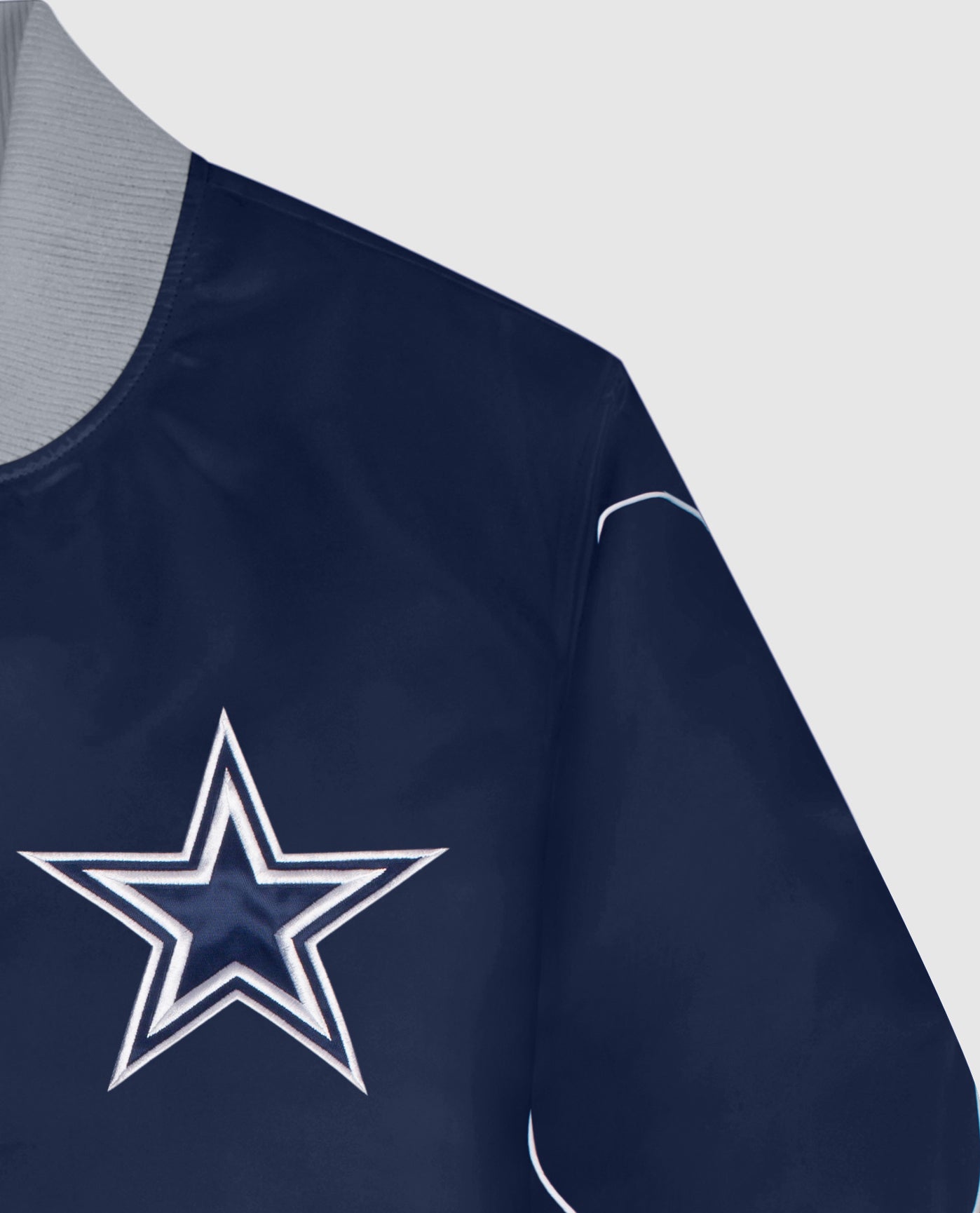 Detail View of Starter Navy Dallas Cowboys Snap-Front Bomber Starter Jacket | STR DALLAS COWBOYS NAVY