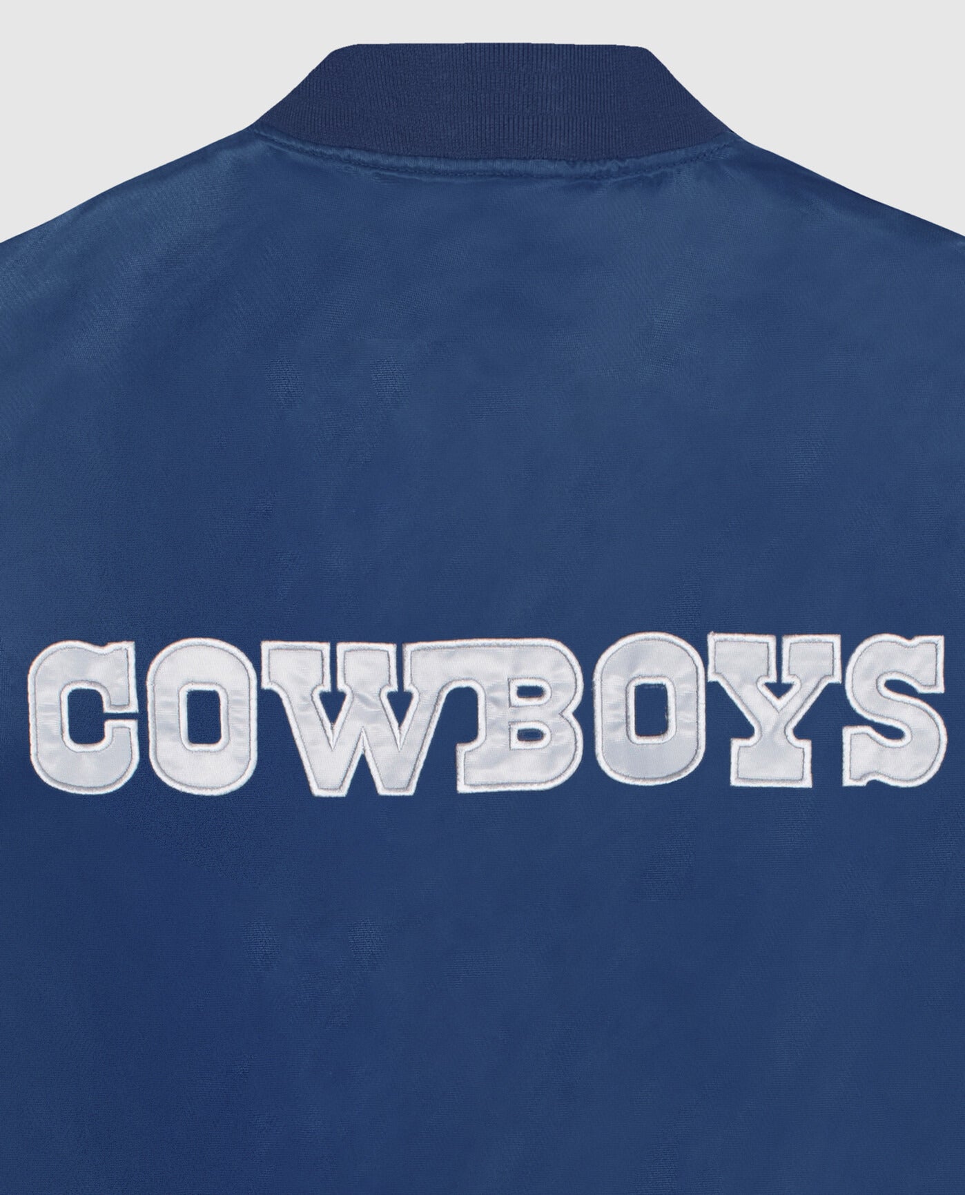 Detail View of Starter Navy Womens Dallas Cowboys Snap-Front Striped Sleeve Starter Jacket | STR DALLAS COWBOYS NAVY