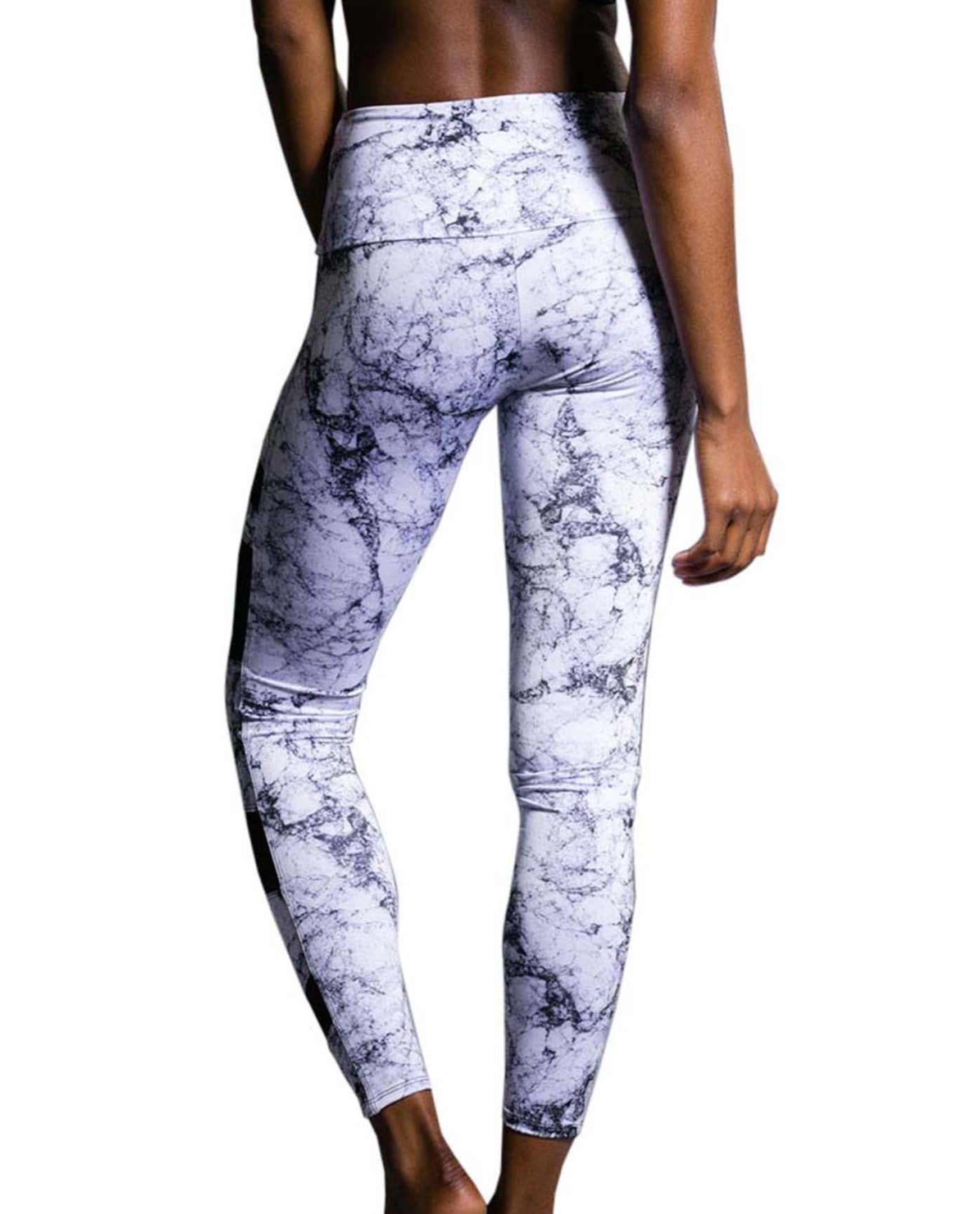 Front View of Onzie White Marble Bondage Legging | ONZ WHITE