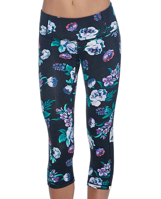 Front View of Body Glove Sport Floral Work It Capri | BGS FLORAL