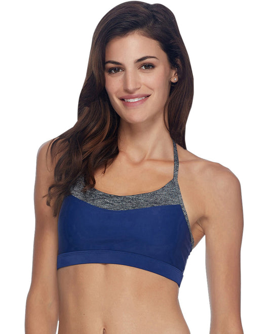 Front View of Body Glove Sport Midnight Lotus Medium Impact Sports Bra | BGS MIDNIGHT