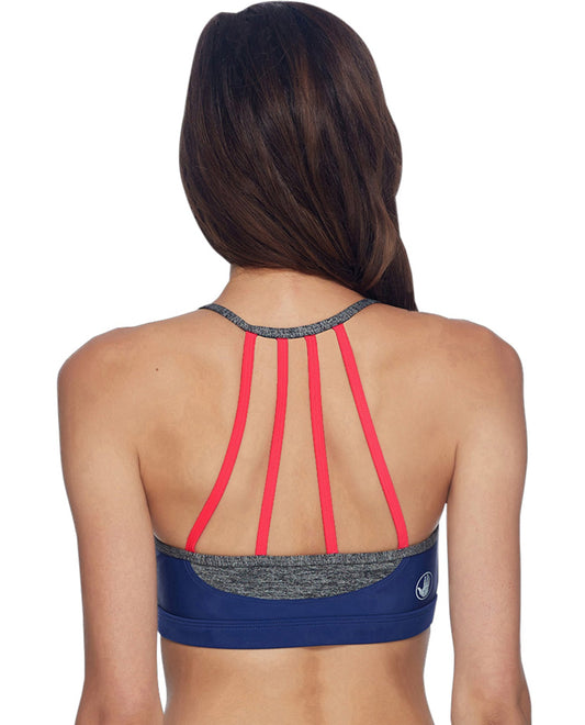 Back View of Body Glove Sport Midnight Lotus Medium Impact Sports Bra | BGS MIDNIGHT