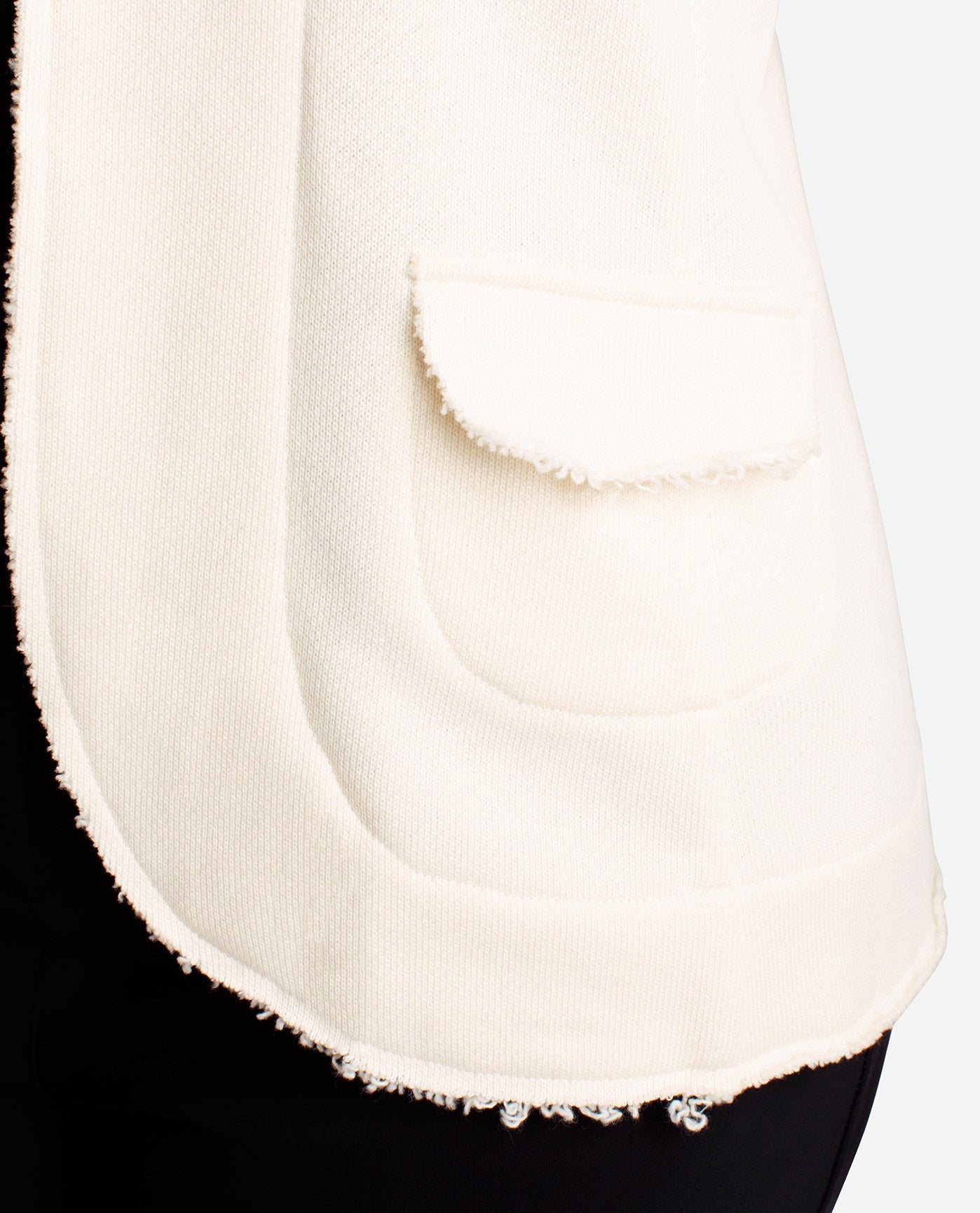 Detail View Of Danskin Birch Frayed Edge Open Jacket | DSK BIRCH