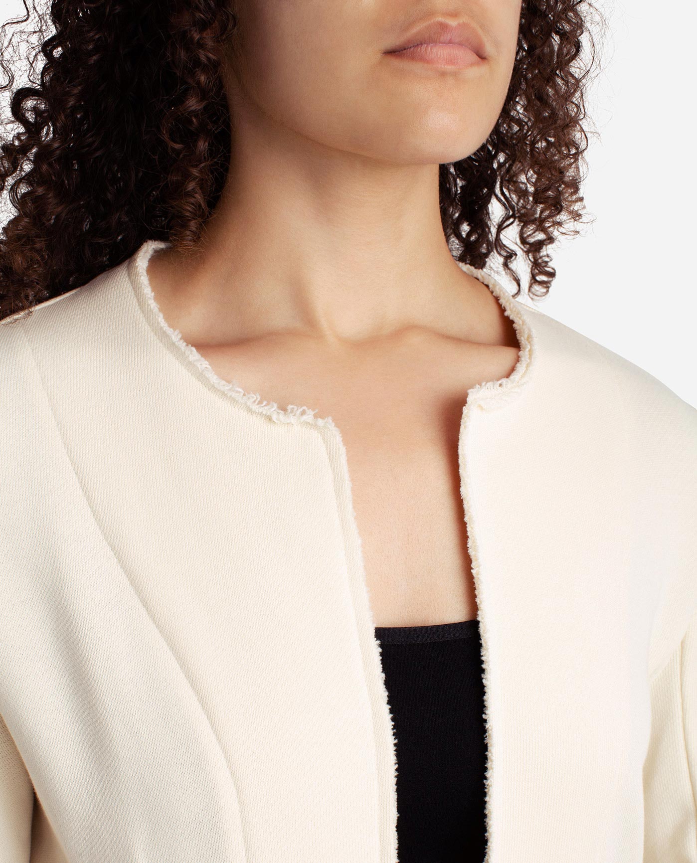 Alternate Detail View Of Danskin Birch Frayed Edge Open Jacket | DSK BIRCH