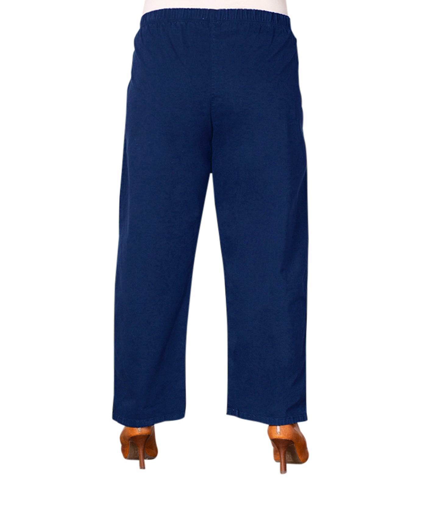 Back of Wide Leg Stretch Twill Plus Size Pants | NAVY OTPS Navy