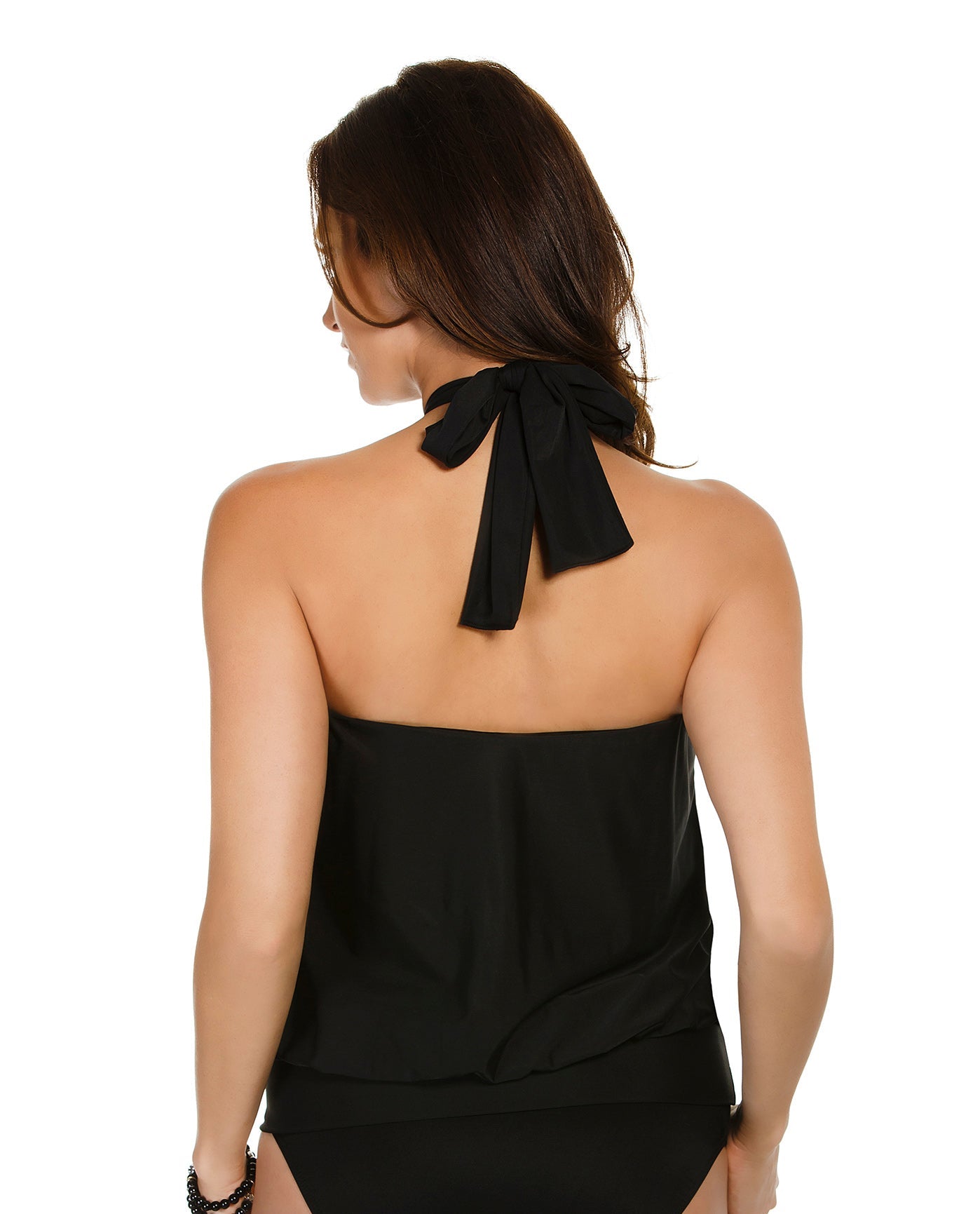 Back View of Miraclesuit Black Plus Size Mojito Underwire Tankini Top | MIR BLACK