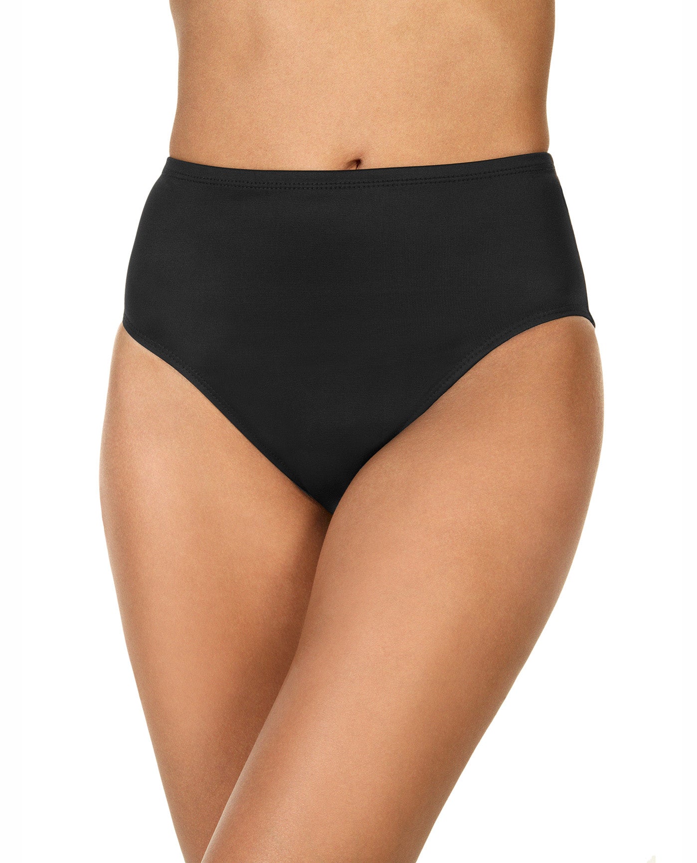 Front View of Magicsuit Black Classic Brief Swim Bottom | MAG BLACK