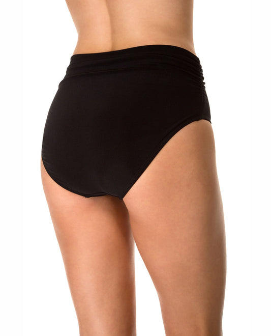 Back View of Magicsuit Black Shirred Jersey Brief Swim Bottom | MAG BLACK