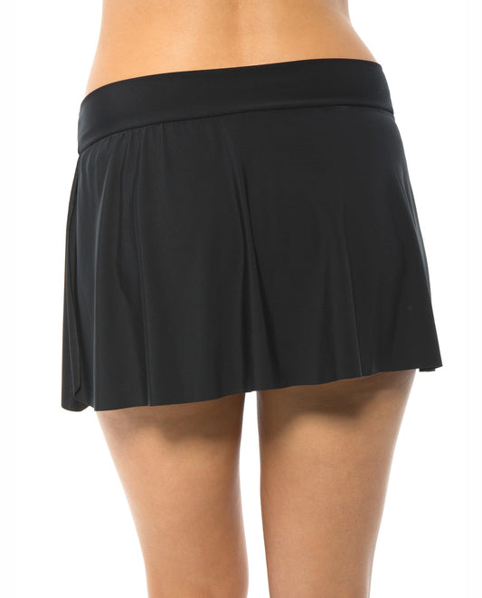Back View of Magicsuit Black Tennis Swim Skirt | MAG BLACK