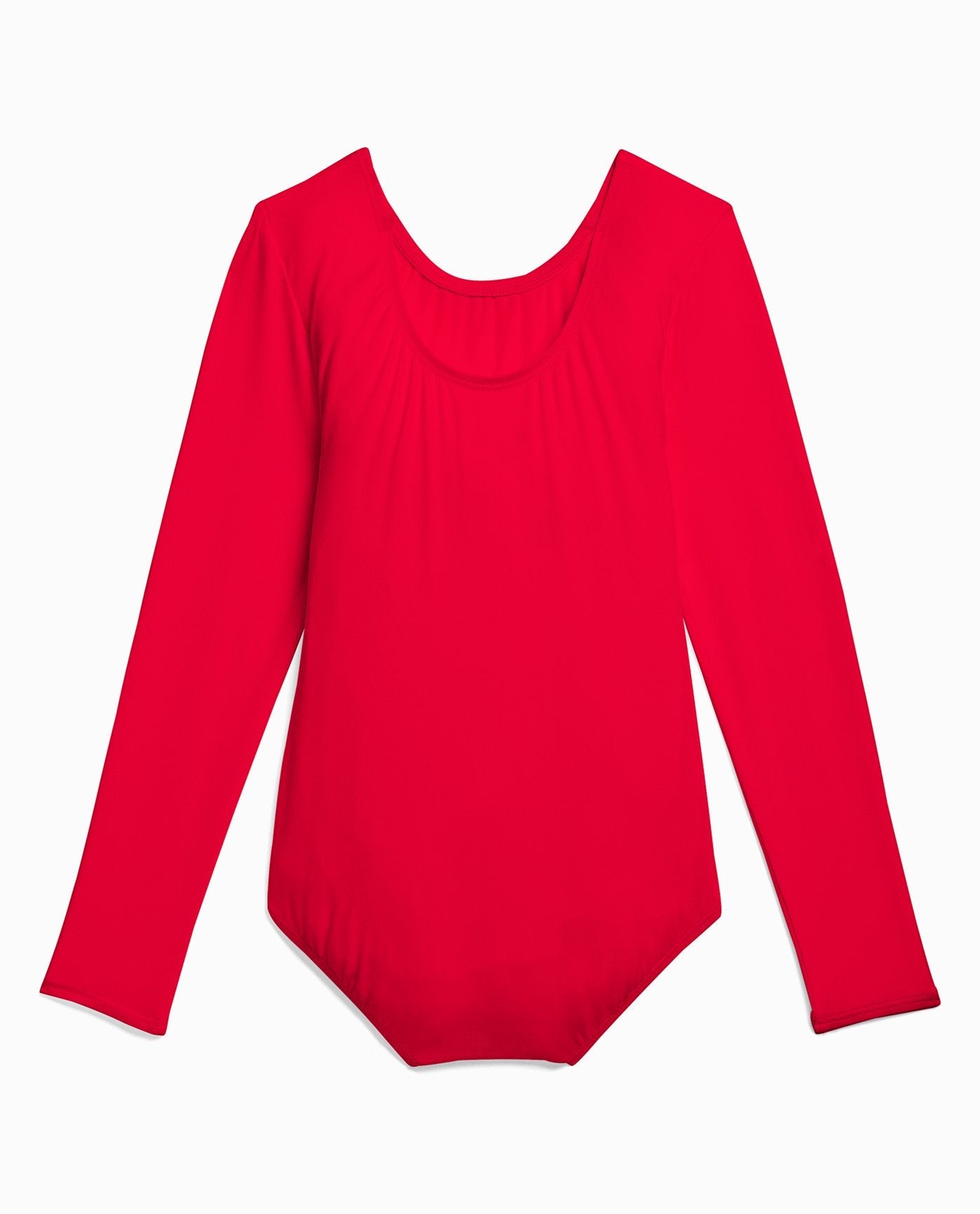 Back View Of Danskin Red Girl'S Nylon Long Sleeve Leotard | DSK RED