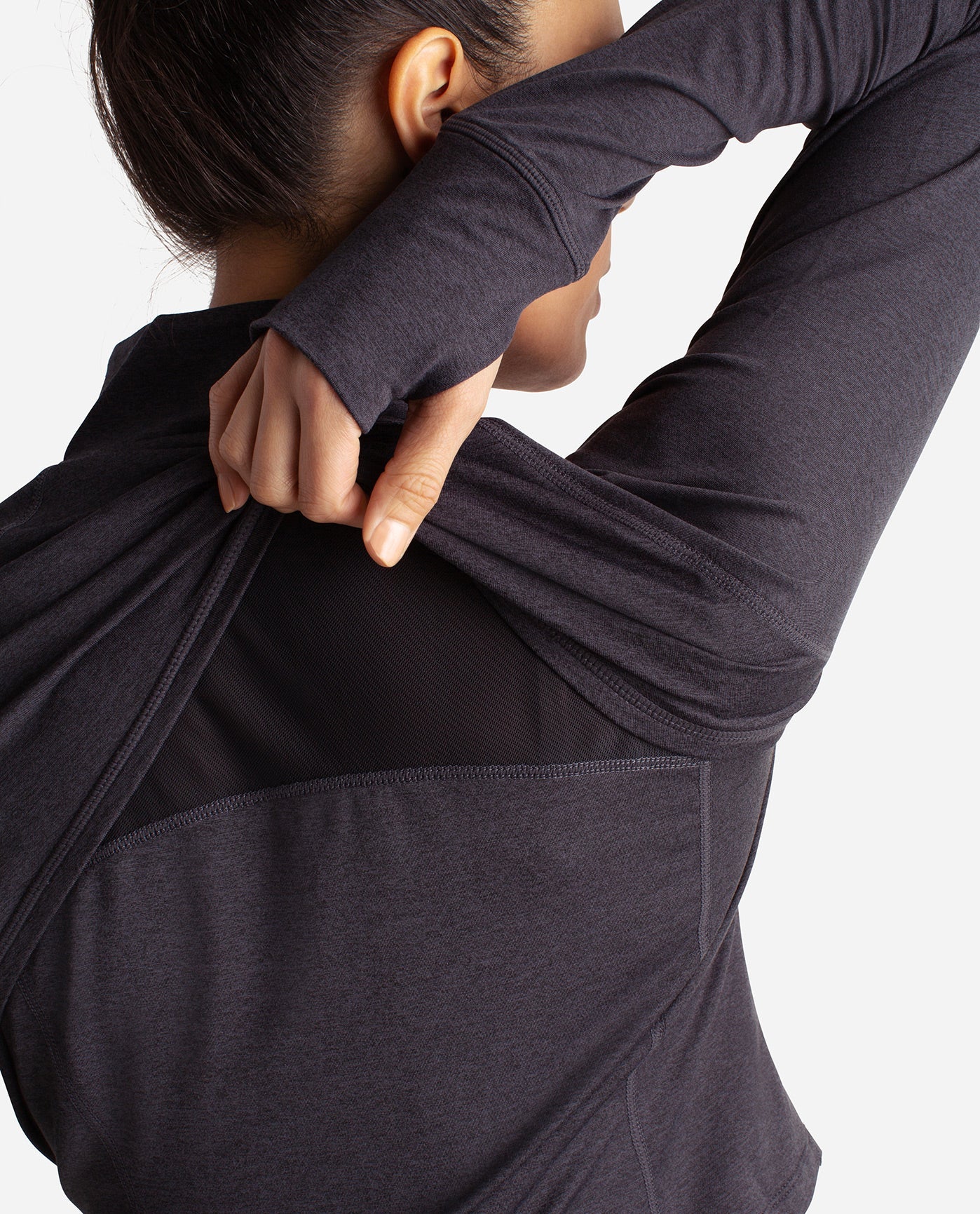 Detail View Of Danskin Black Salt Heather Cropped Melange Jacket | DSK BLACK SALT HEATHER