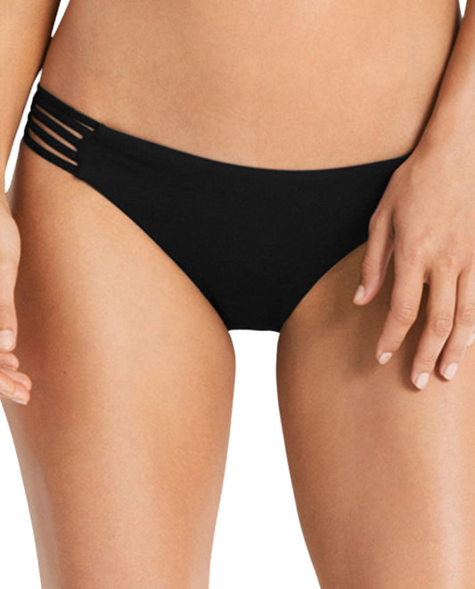 Front View of Seafolly Black Brazilian Bikini Bottom | SEA BLACK