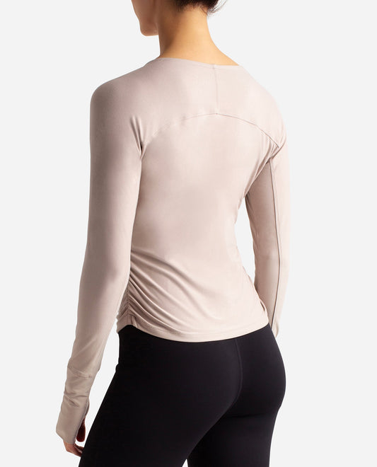 Back View Of Danskin Atmosphere Barre Wrap Long Sleeve Top | DSK ATMOSPHERE