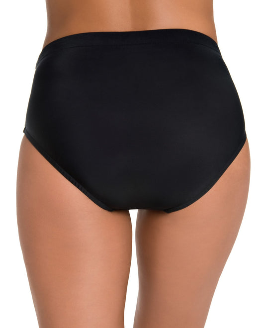 Back View of Shape Solutions Black Shirred Tankini Bottom | SOL BLACK