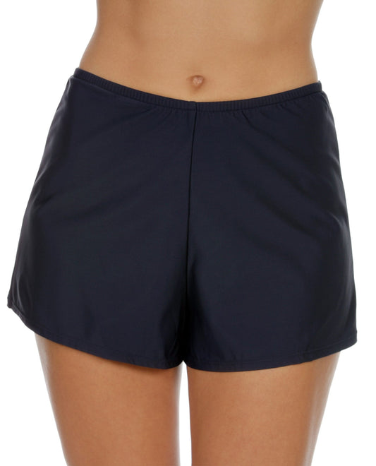 Front View of Shape Solutions Navy Solid Swim Short | SOL NAVY