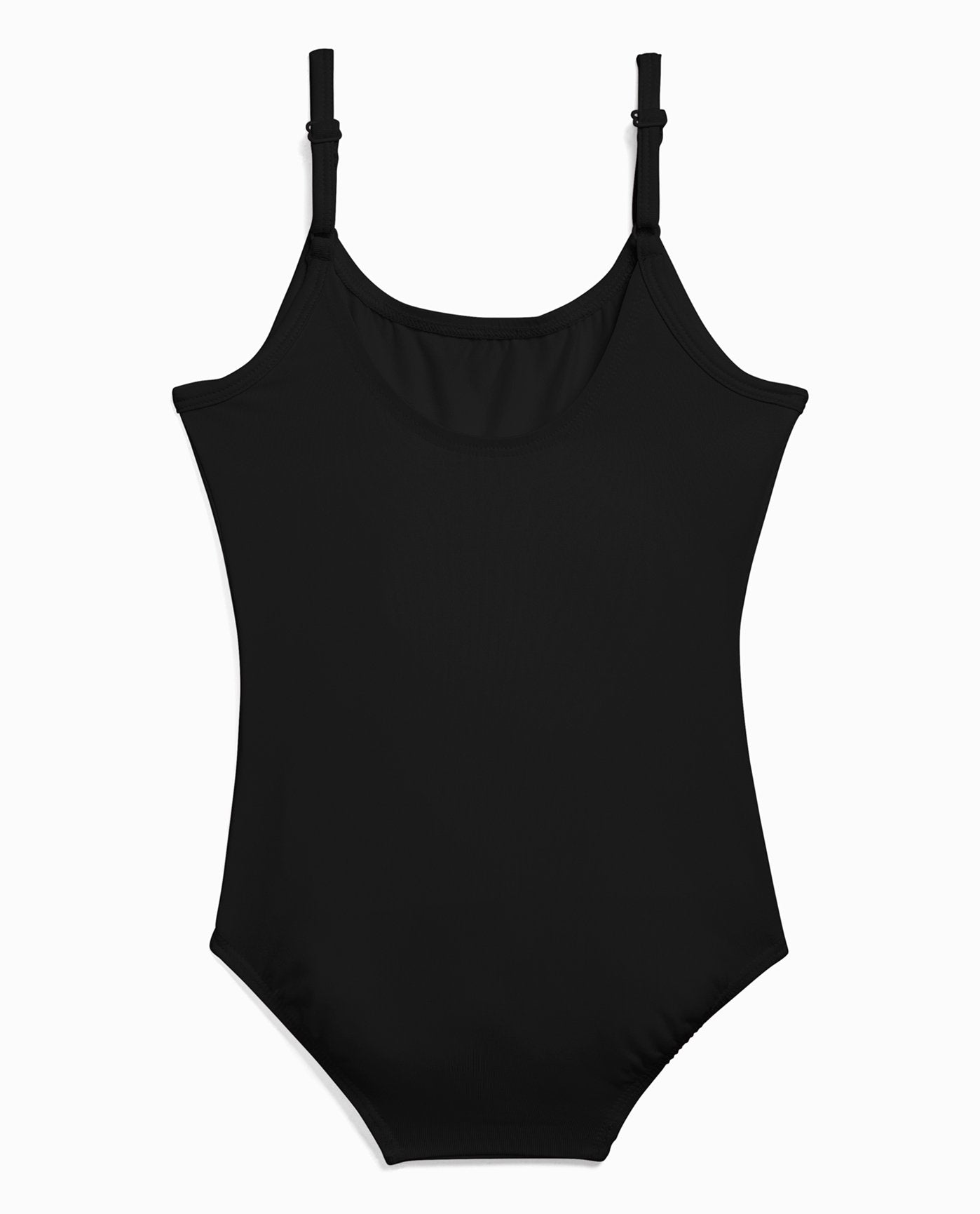 Back View Of Danskin Black Girl'S Nylon Camisole Leotard | DSK BLACK