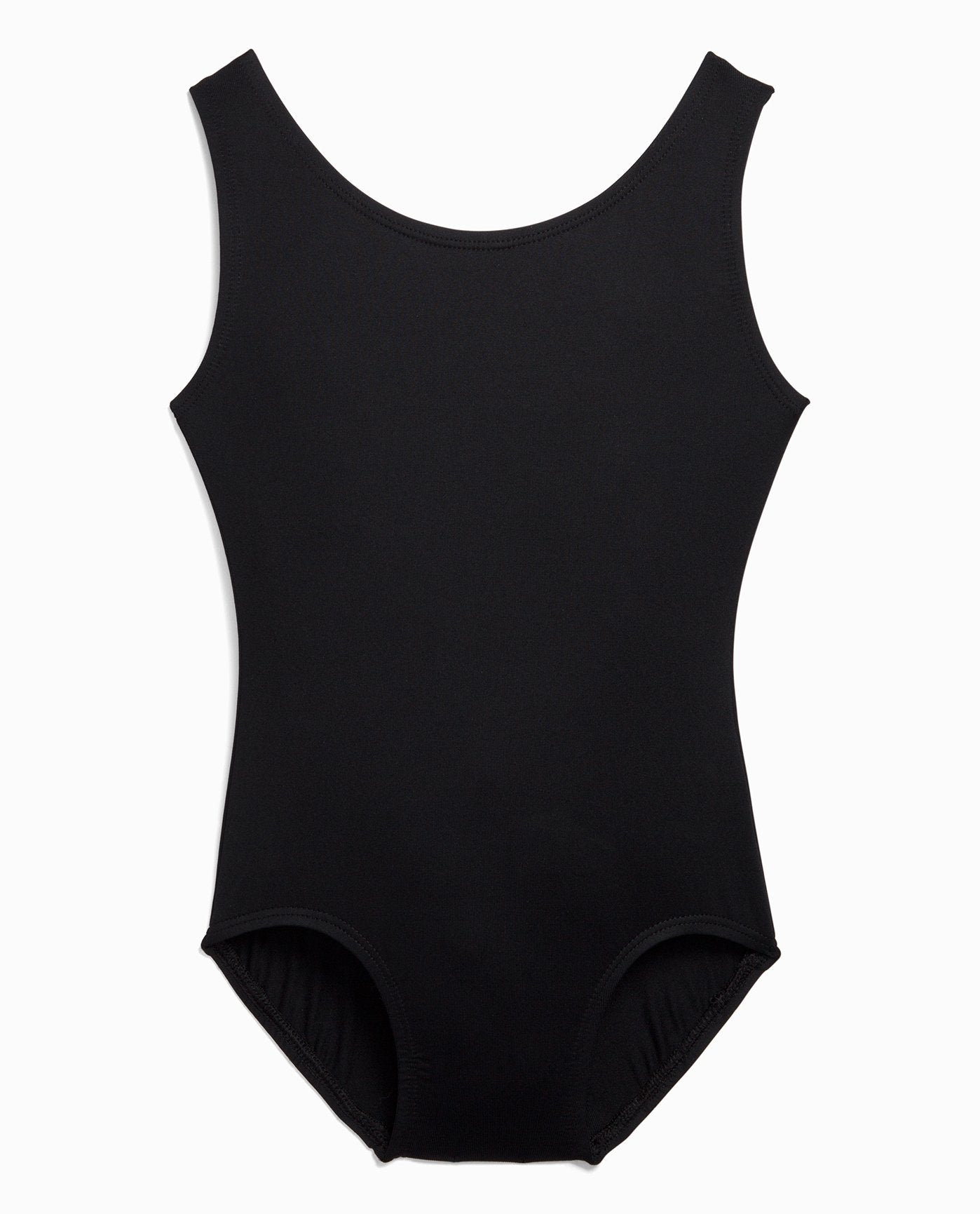 Front View Of Danskin Black Girl'S Nylon High Neck Tank Leotard | DSK BLACK