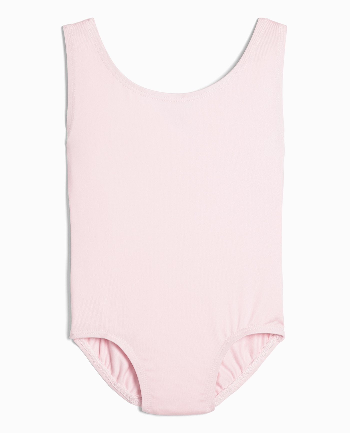 Front View Of Danskin Petal Pink Girl'S Nylon High Neck Tank Leotard | DSK PETAL PINK