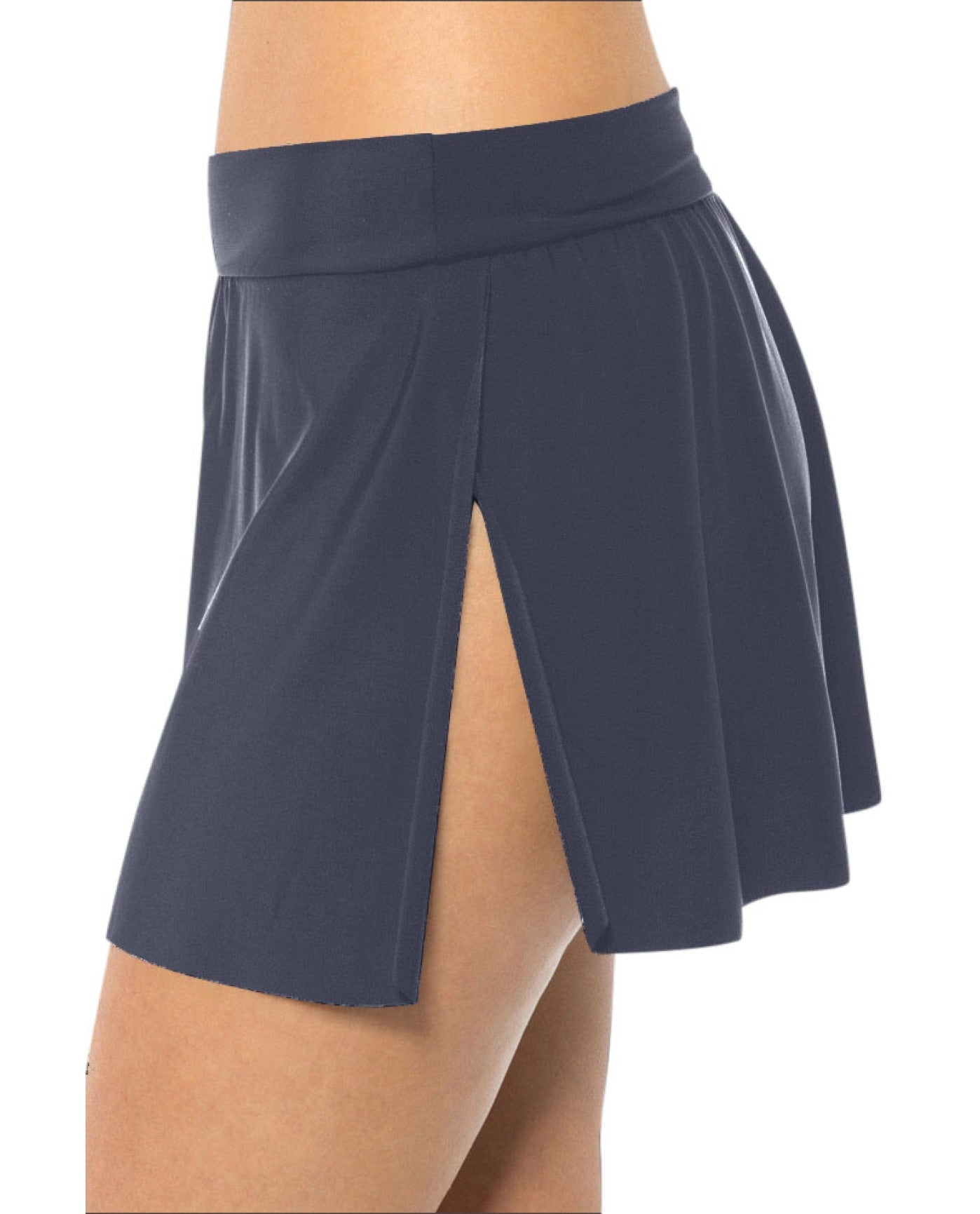 Side View of Magicsuit Slate Tankini Bottom Tennis Swim Skirt | MAG Slate