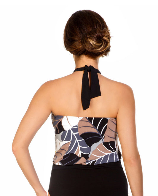 Back View of Magicsuit Neutral Territory Alicia Underwire High Neck Blouson Tankini Top | MAG NEUTRAL TERRITORY