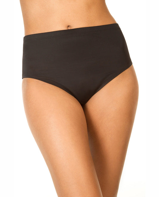 Front View of Miraclesuit Black Basic Pant Swim Bottom | MIR BLACK